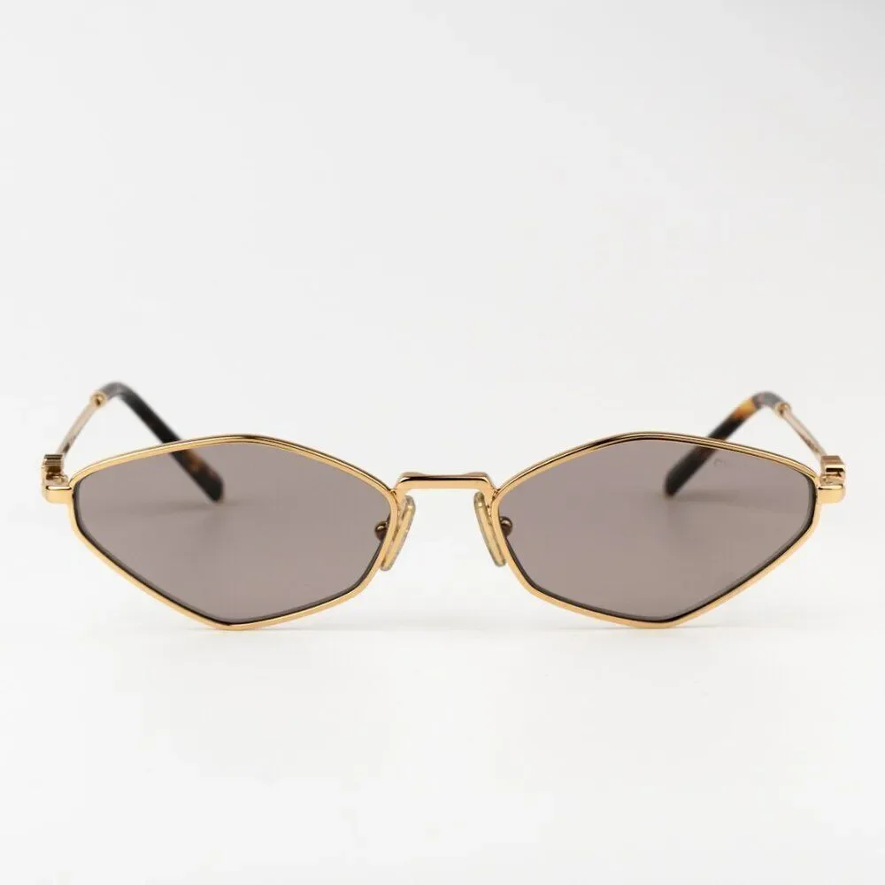 NEW Miu Miu MU56ZS 5AK20I REGARD Gold Light Purple Geometric Unisex Sunglasses